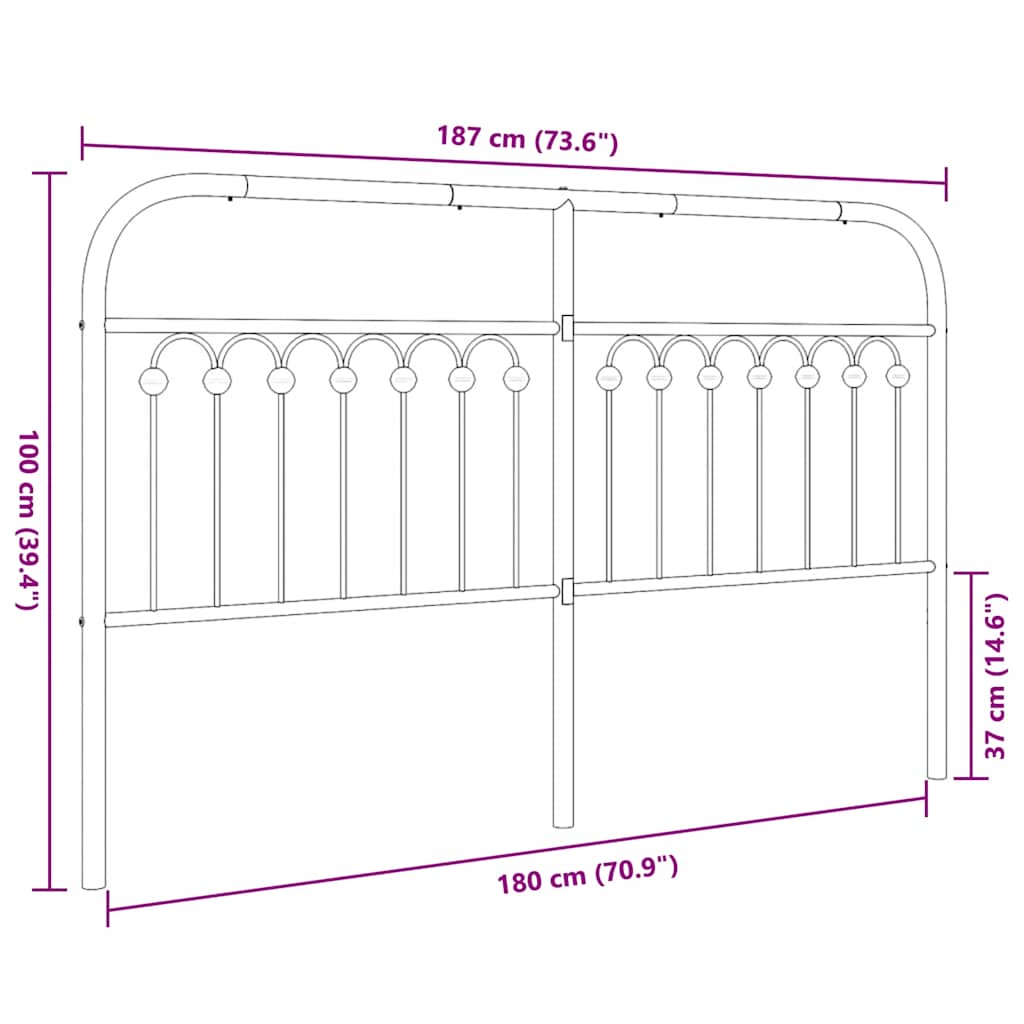 Cabeceira de cama 180 cm metal preto