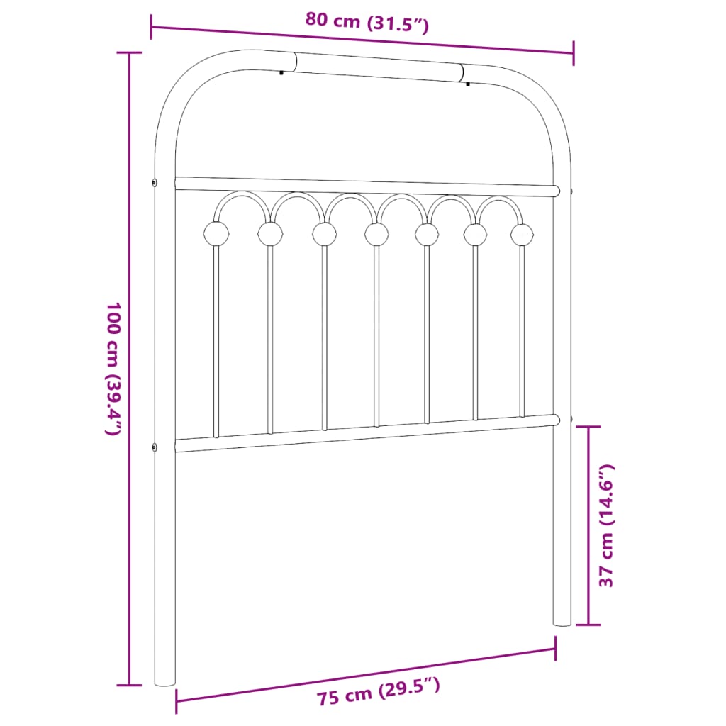 Cabeceira de cama 75 cm metal branco