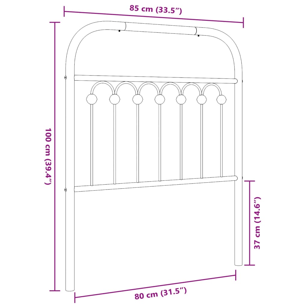 Cabeceira de cama 80 cm metal branco