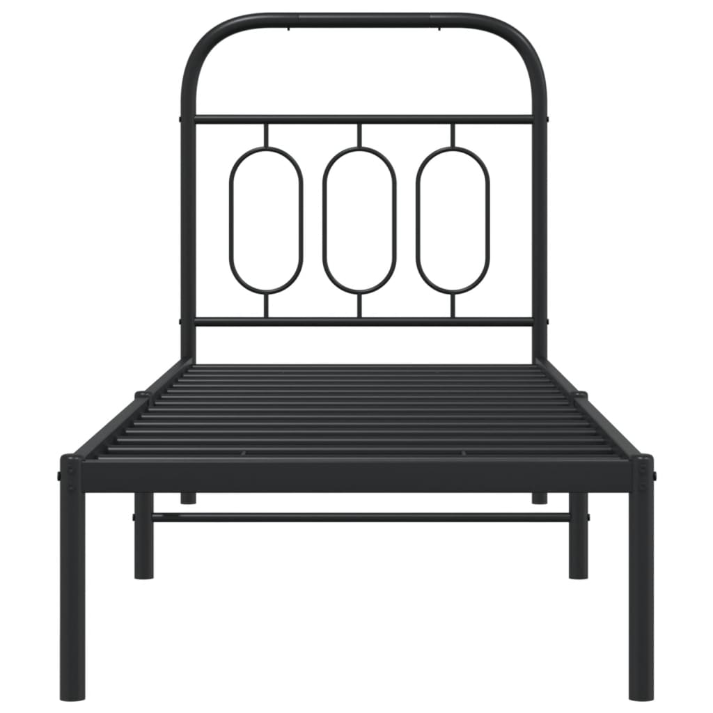 Estrutura de cama metal s/ colchão c/ cabeceira 75x190 cm preto