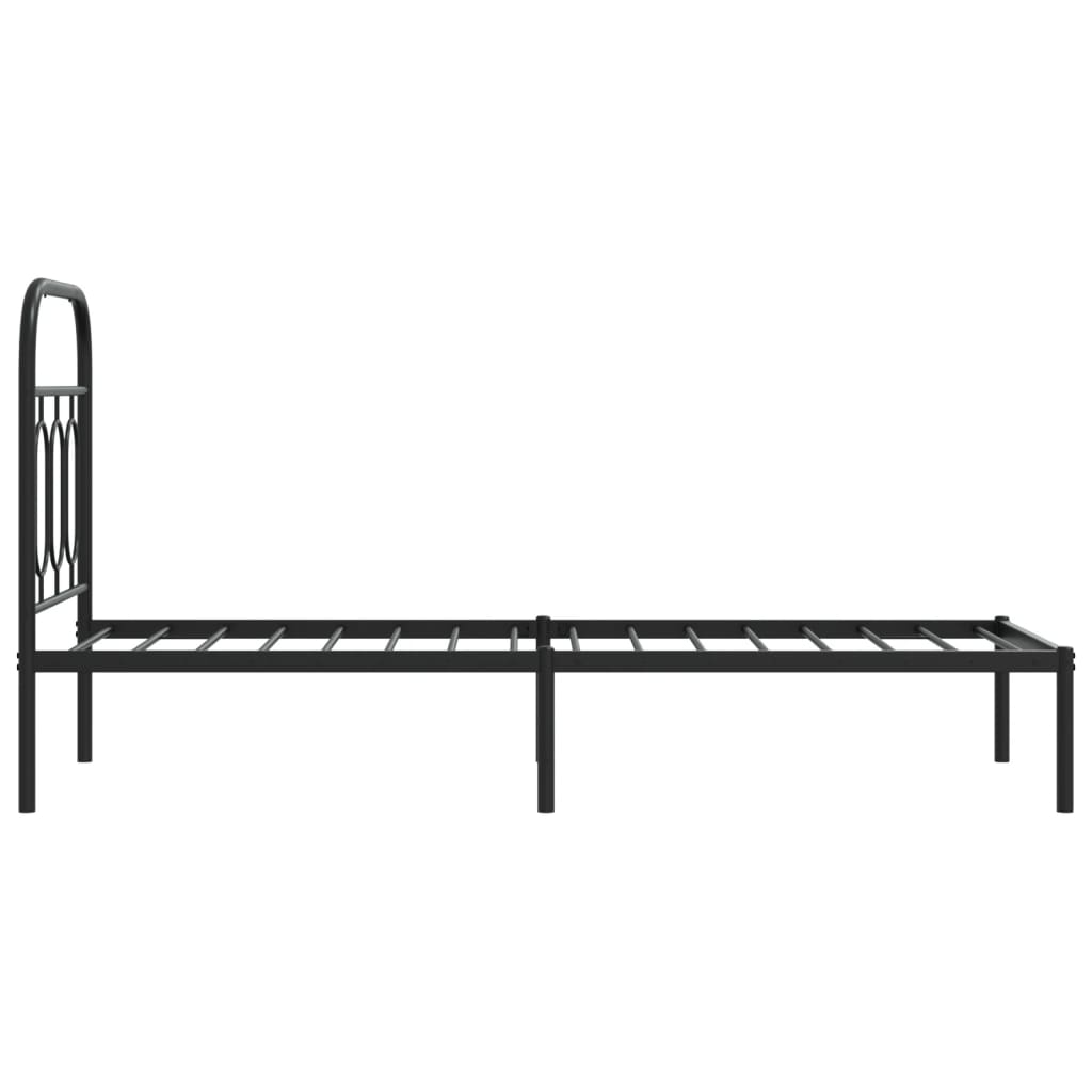 Estrutura de cama metal s/ colchão c/ cabeceira 75x190 cm preto