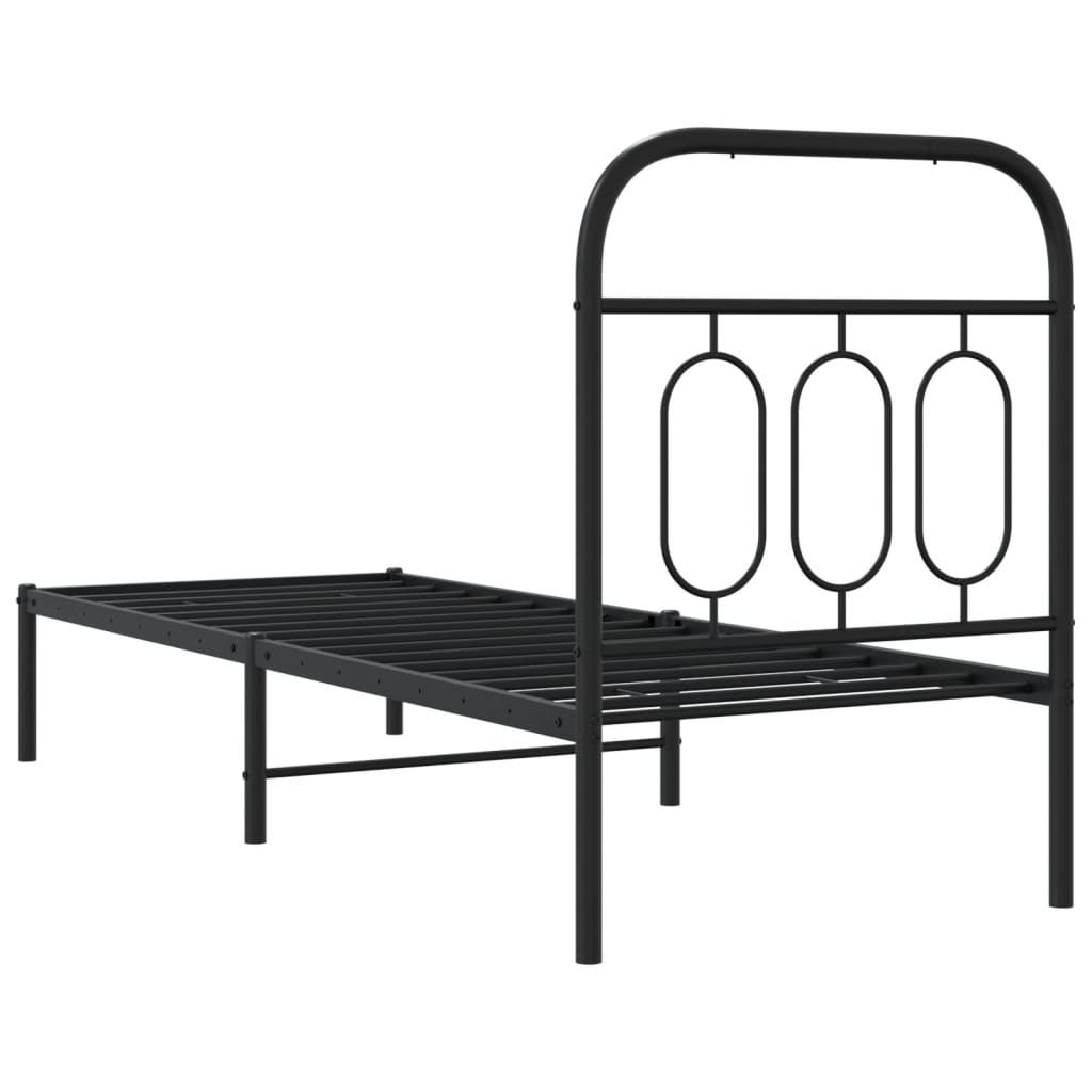 Estrutura de cama metal s/ colchão c/ cabeceira 75x190 cm preto