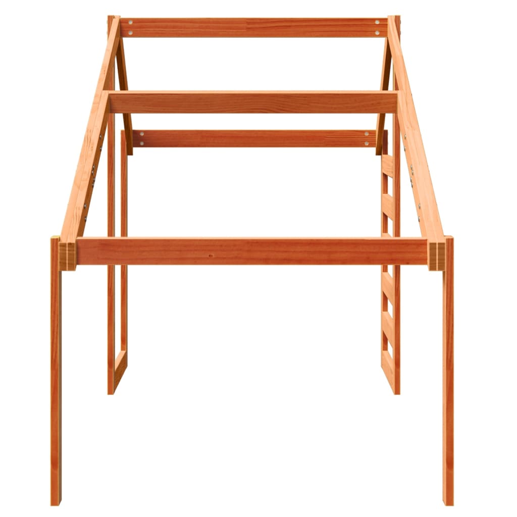 Telhado de cama infantil 198x97x113cm pinho maciço castanho-mel