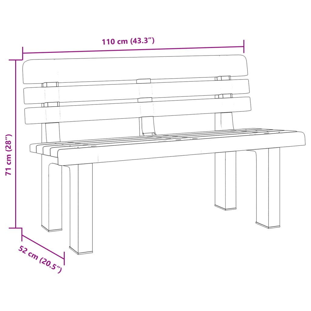 Banco de jardim 110x52x71 cm polipropileno verde