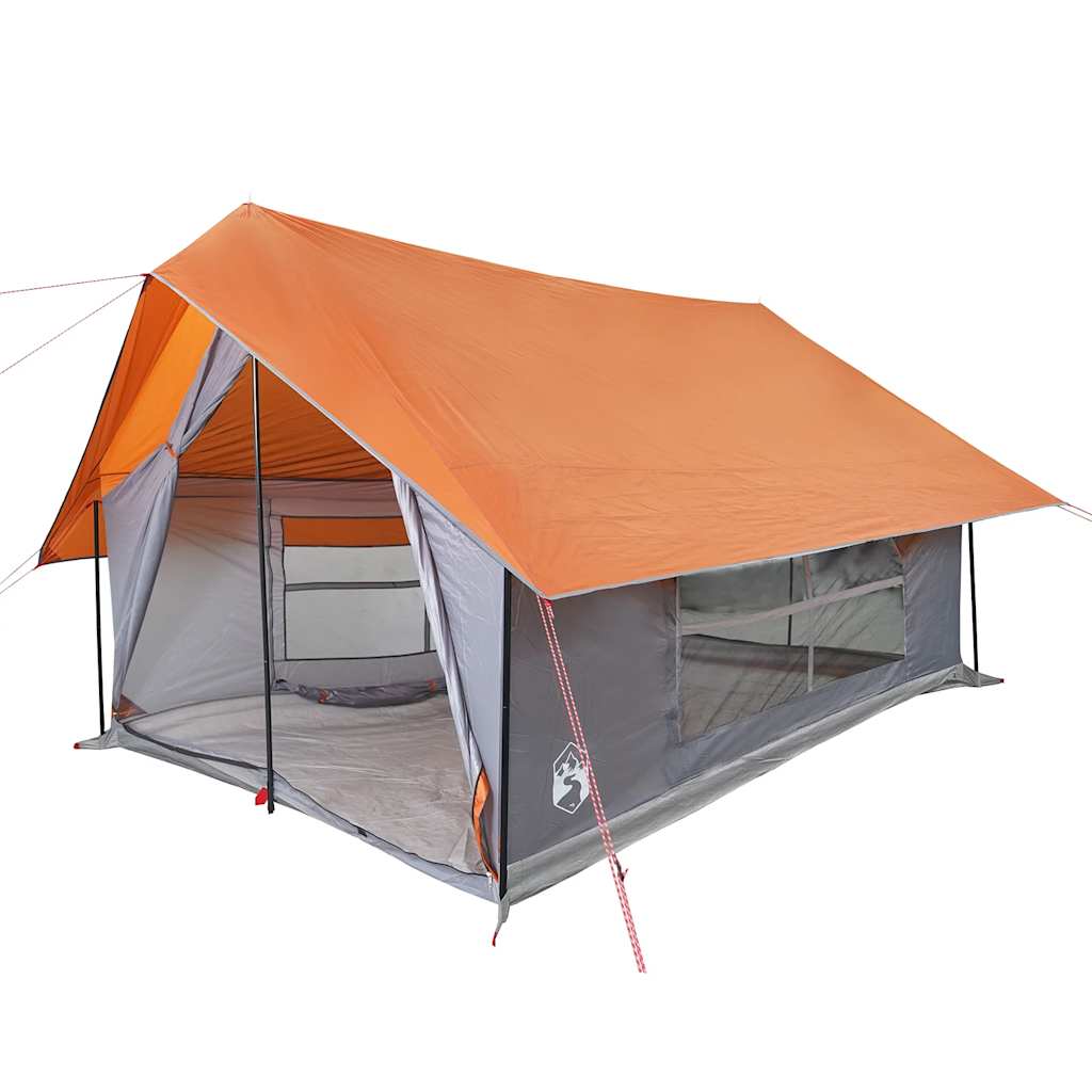 Tenda de campismo p/ 5 pessoas impermeável cinzento e laranja