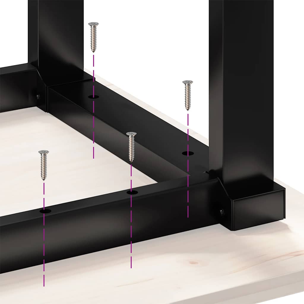 Mesa de jantar estrutura em O 70x70x75 cm pinho e aço