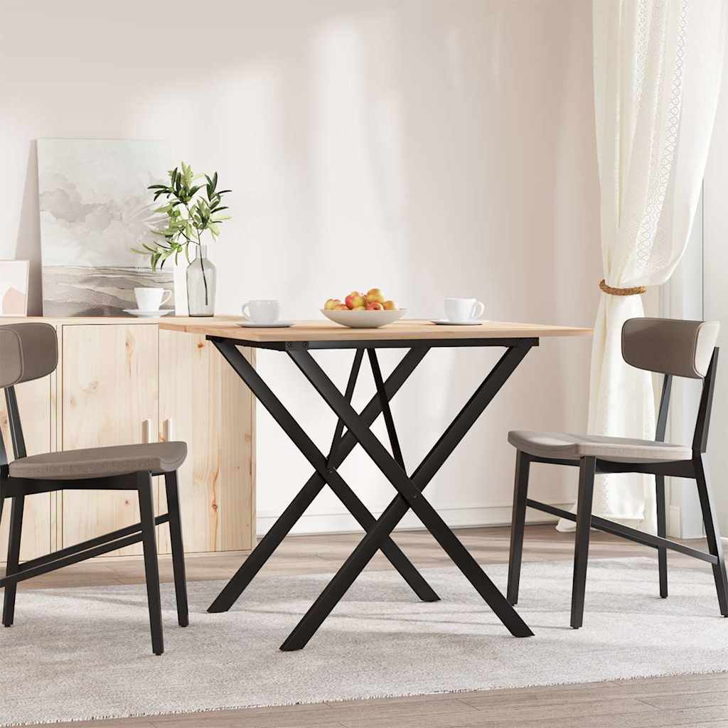 Mesa de jantar estrutura em X 90x90x75 cm pinho e aço