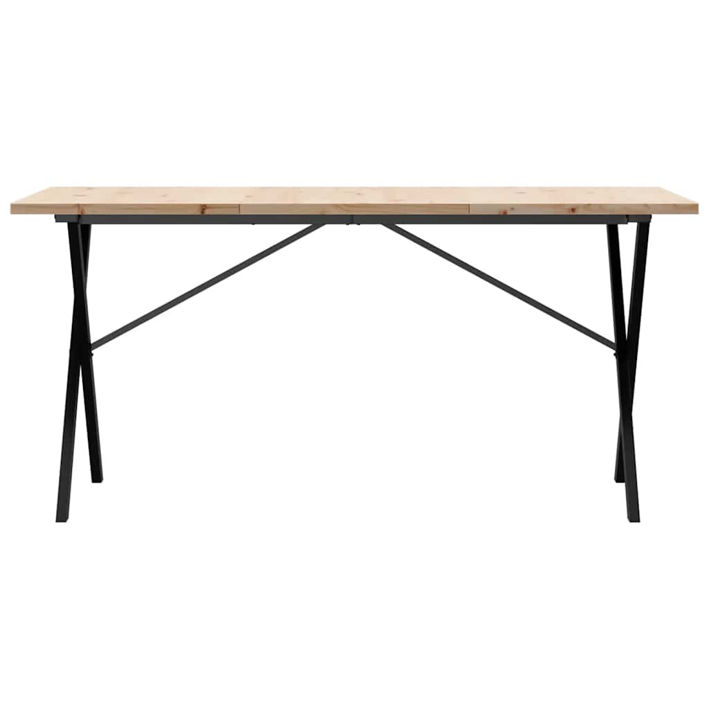 Mesa de jantar estrutura em X 140x80x75,5cm pinho/aço