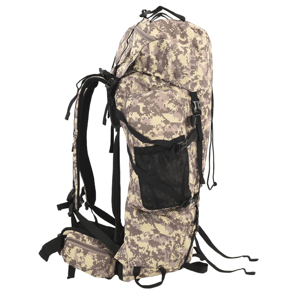 Mochila para caminhadas 100 L tecido oxford camuflagem castanha