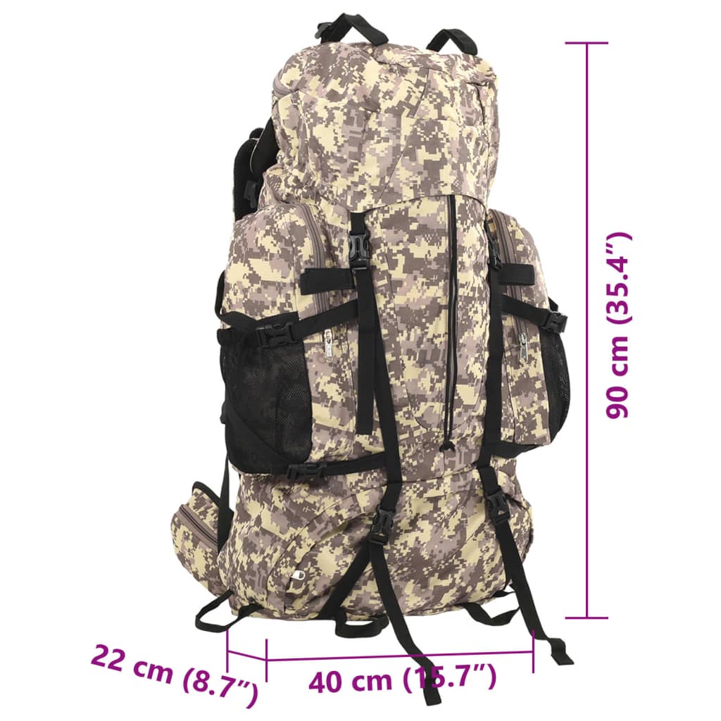 Mochila para caminhadas 100 L tecido oxford camuflagem castanha