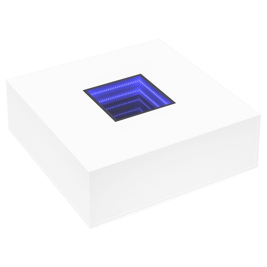 Mesa de centro luzes LED Infinity 100x100x40 cm branco