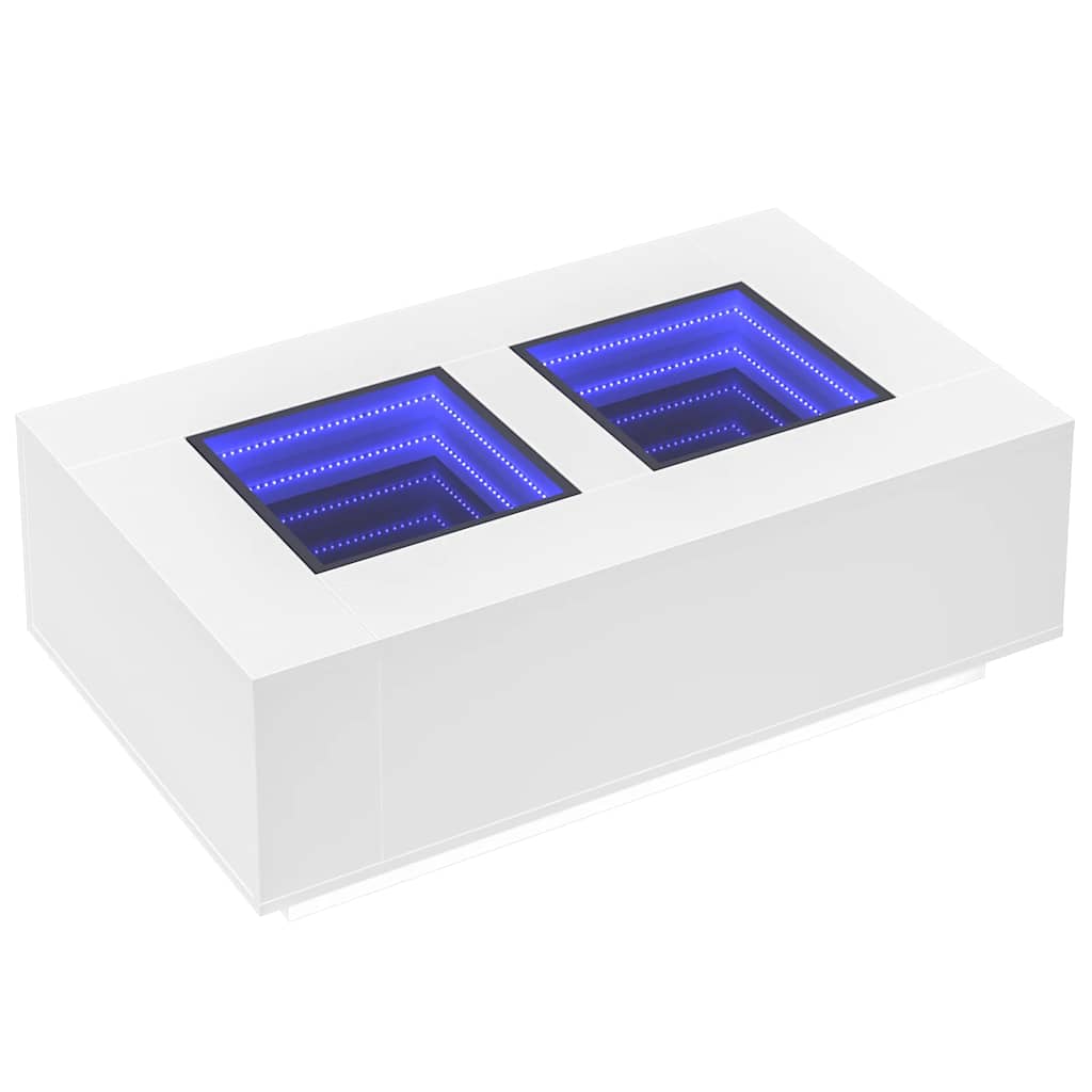 Mesa de centro luzes LED Infinity 116x69x40 cm branco