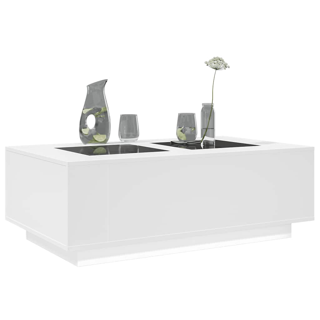 Mesa de centro luzes LED Infinity 116x69x40 cm branco