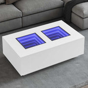 Mesa de centro luzes LED Infinity 116x69x40 cm branco