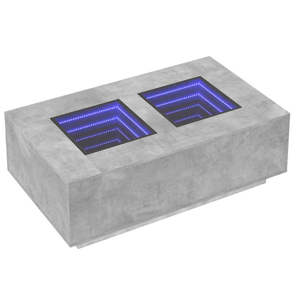 Mesa de centro luzes LED Infinity 116x69x40 cm cinzento cimento