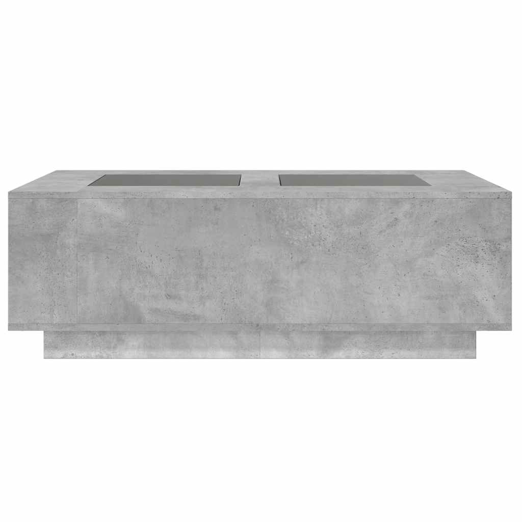 Mesa de centro luzes LED Infinity 116x69x40 cm cinzento cimento