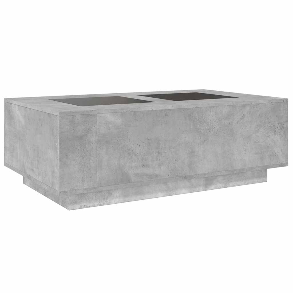 Mesa de centro luzes LED Infinity 116x69x40 cm cinzento cimento