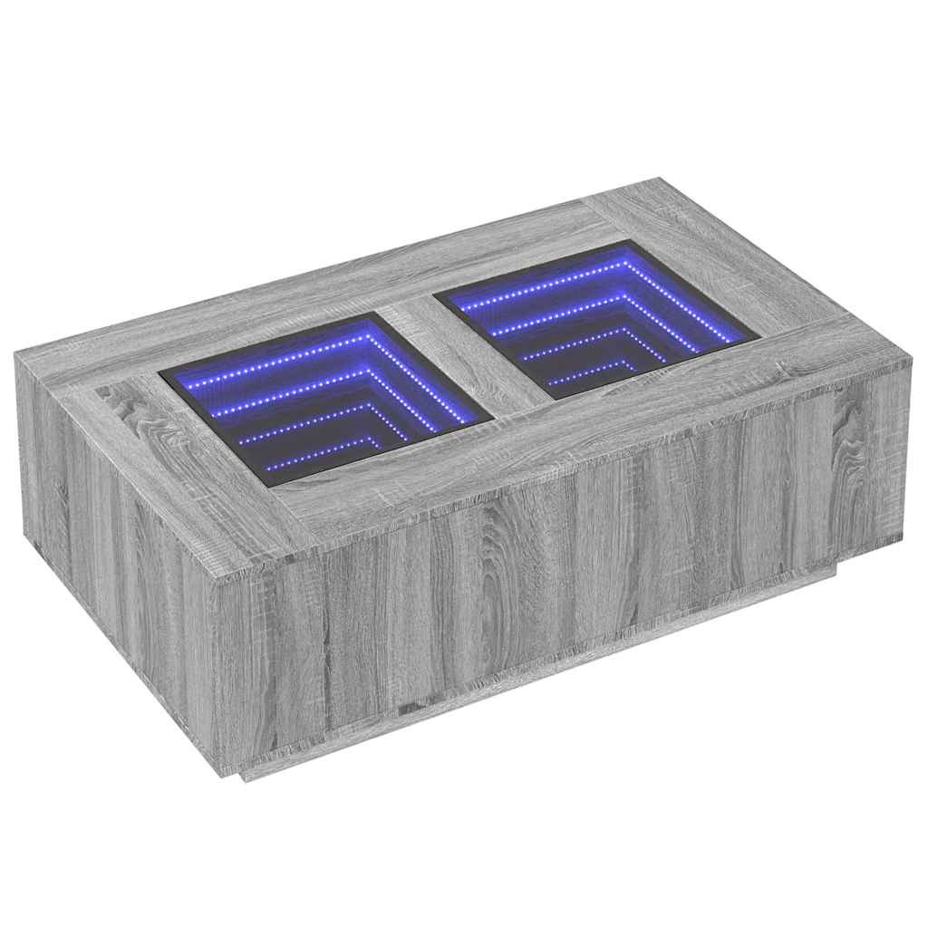 Mesa de centro luzes LED Infinity 116x69x40 cm cinzento sonoma