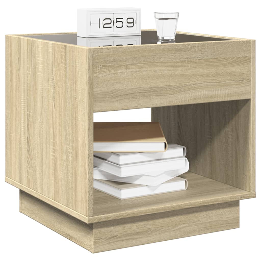 Mesa de cabeceira c/ LED Infinity 50x50x50 cm carvalho sonoma