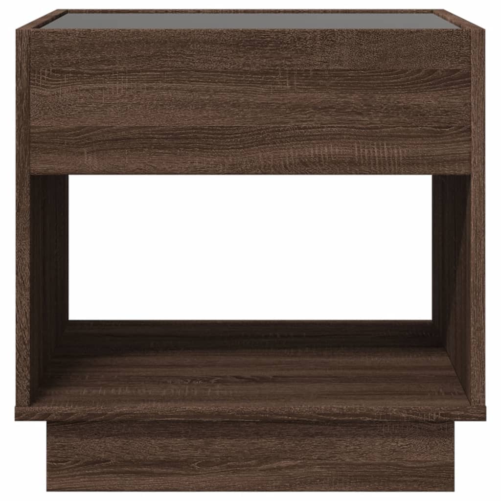 Mesa de cabeceira c/ LED Infinity 50x50x50 cm carvalho castanho