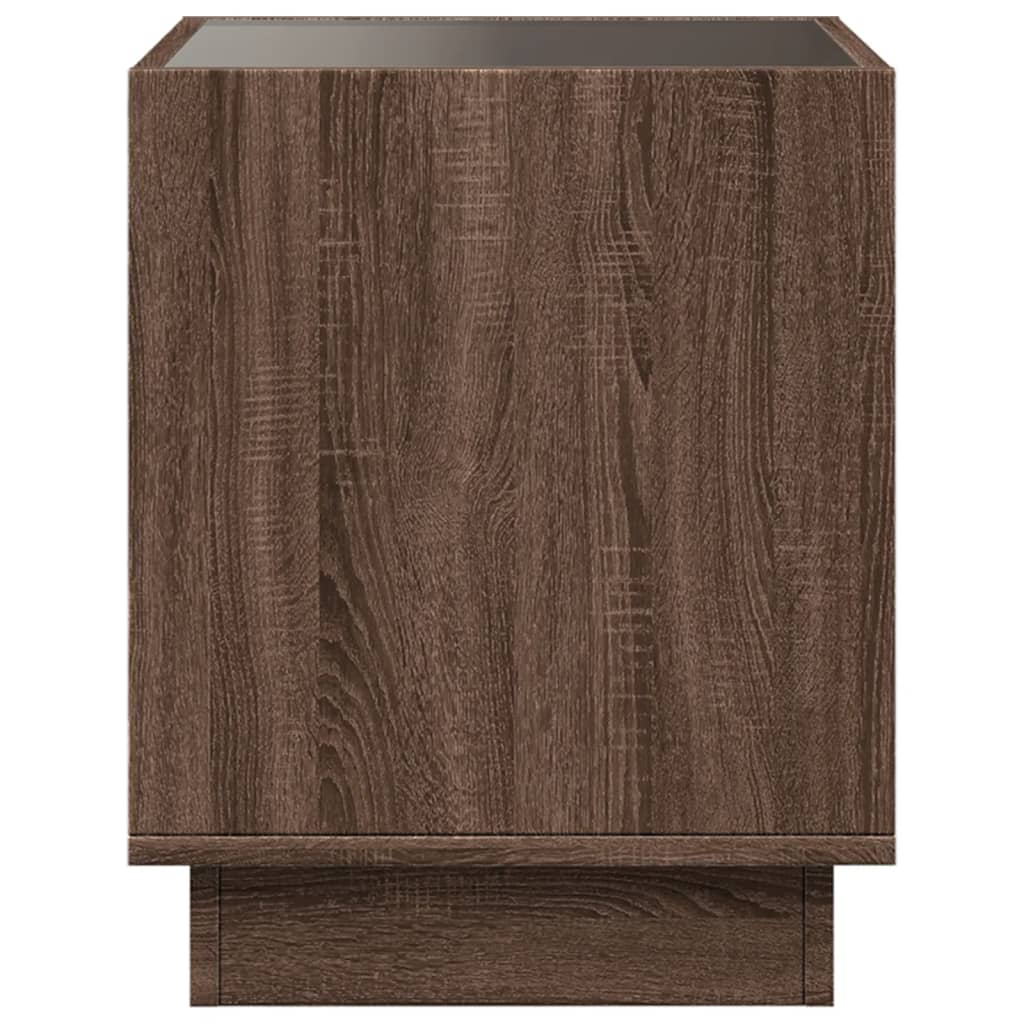 Mesa de cabeceira c/ LED Infinity 50x50x50 cm carvalho castanho