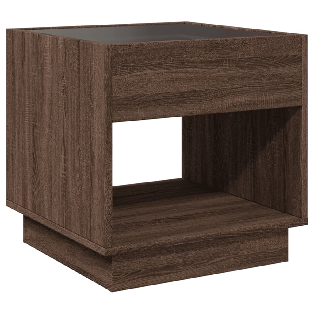 Mesa de cabeceira c/ LED Infinity 50x50x50 cm carvalho castanho
