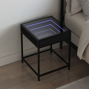Mesa de cabeceira com luzes LED Infinity 40x40x51 cm preto