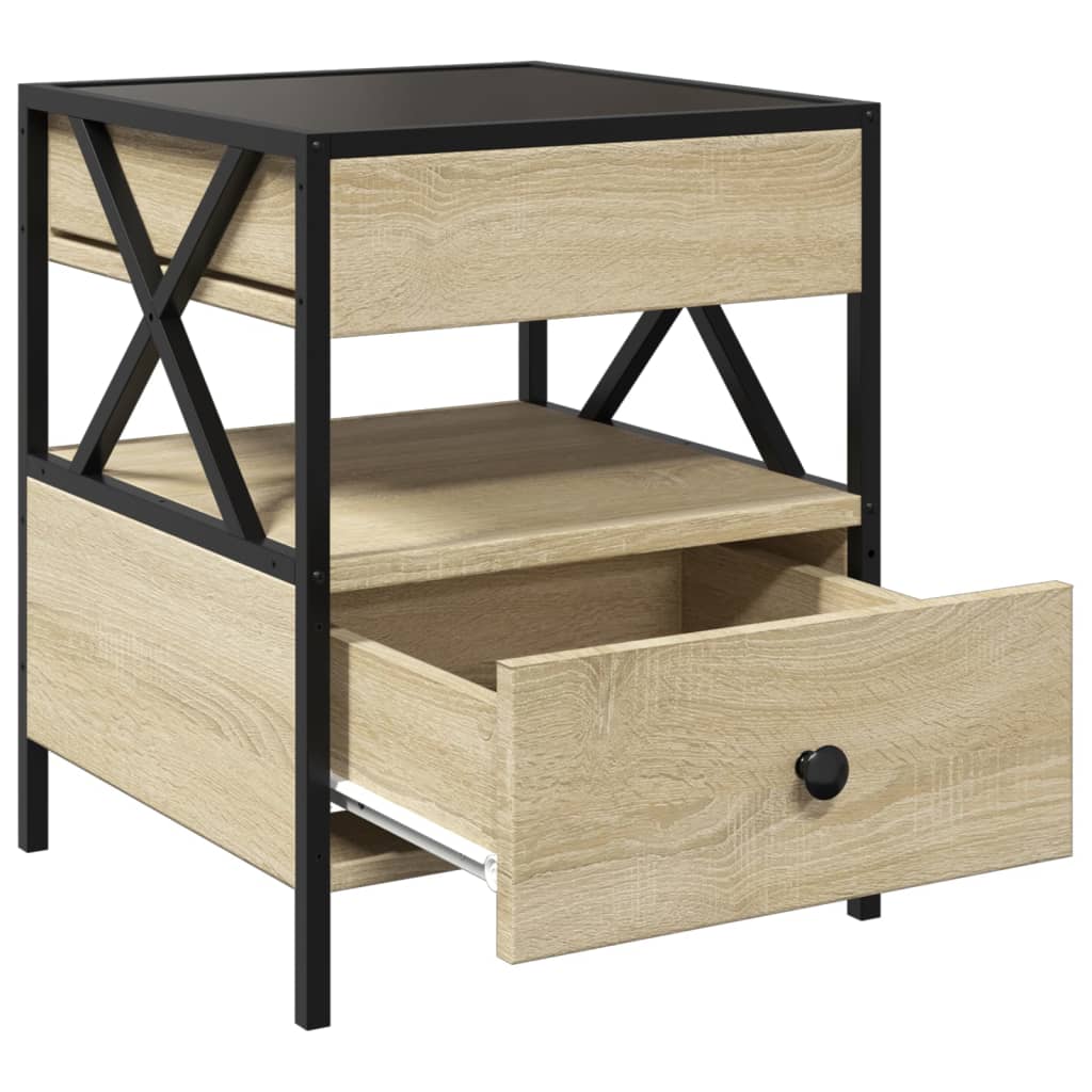 Mesa de cabeceira c/ LED Infinity 40x40x51 cm carvalho sonoma