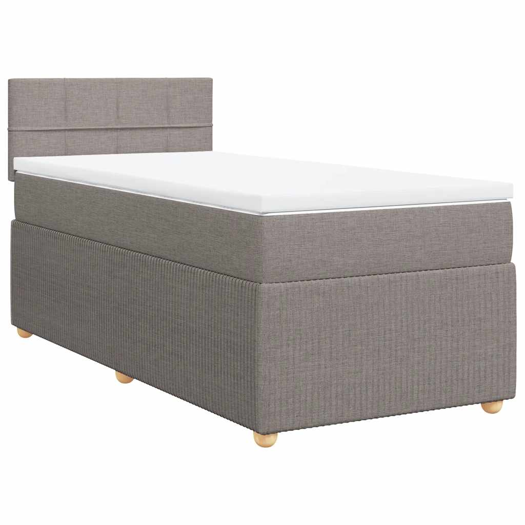 Cama com molas/colchão 100x200 cm tecido cinza-acastanhado
