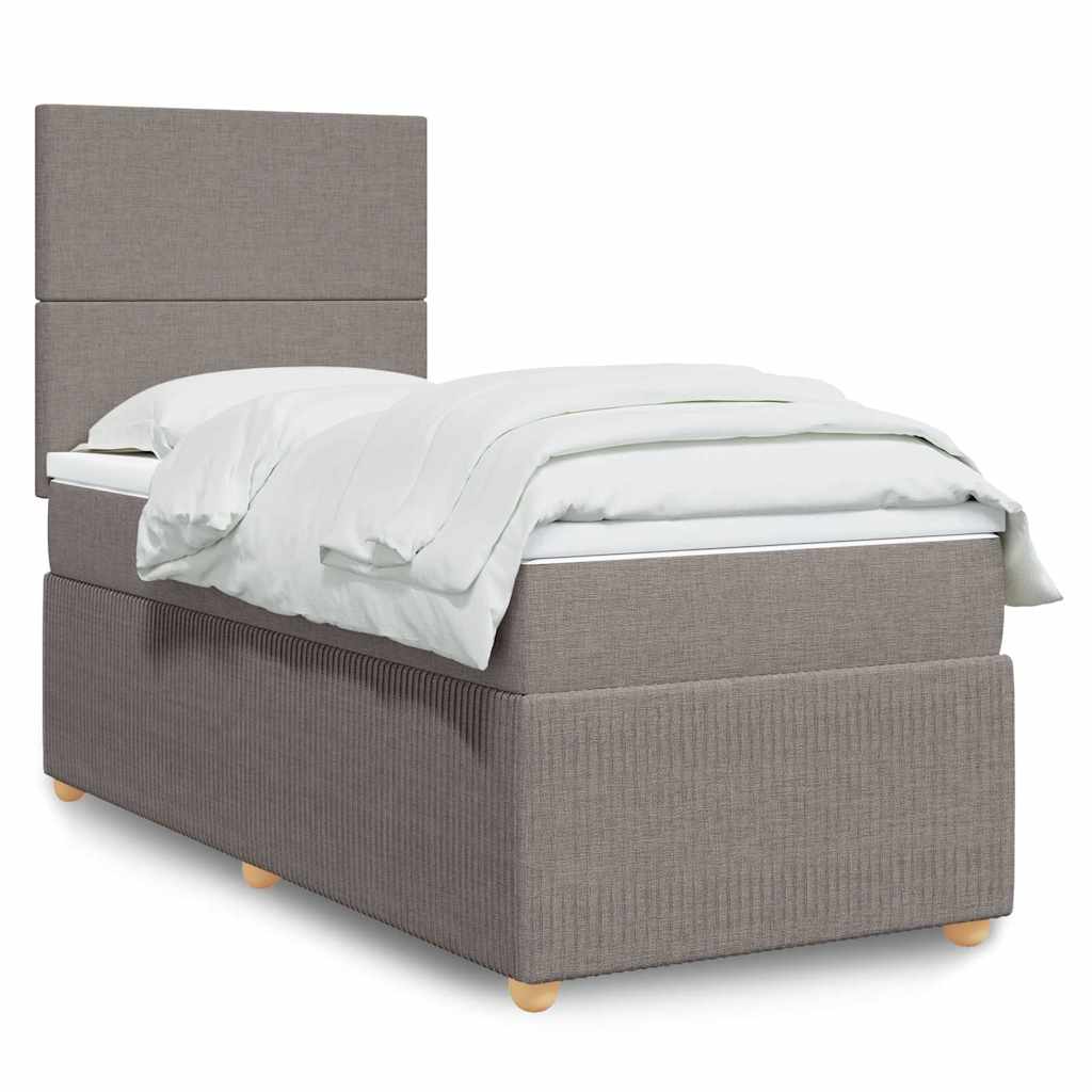 Cama com molas/colchão 100x200 cm tecido cinza-acastanhado