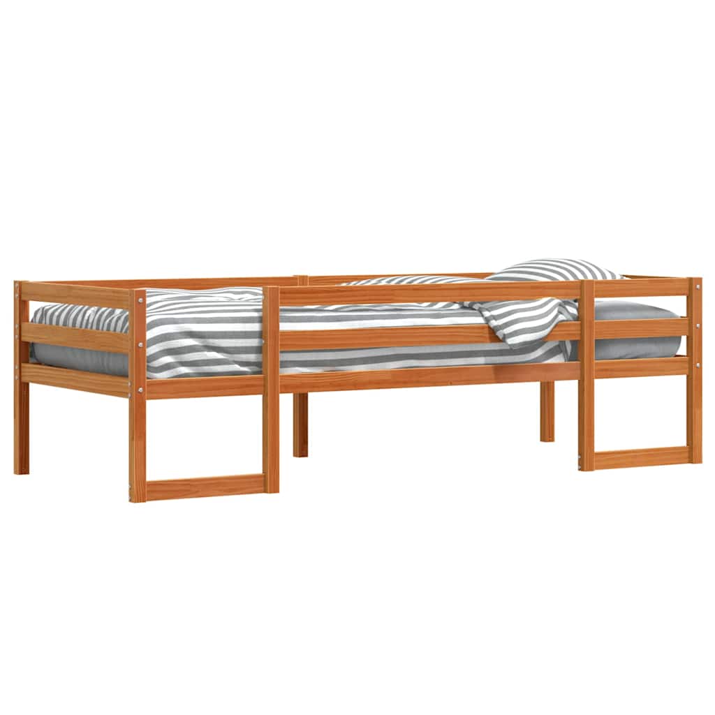 Estrutura de cama infantil 75x190 cm pinho maciço castanho-mel