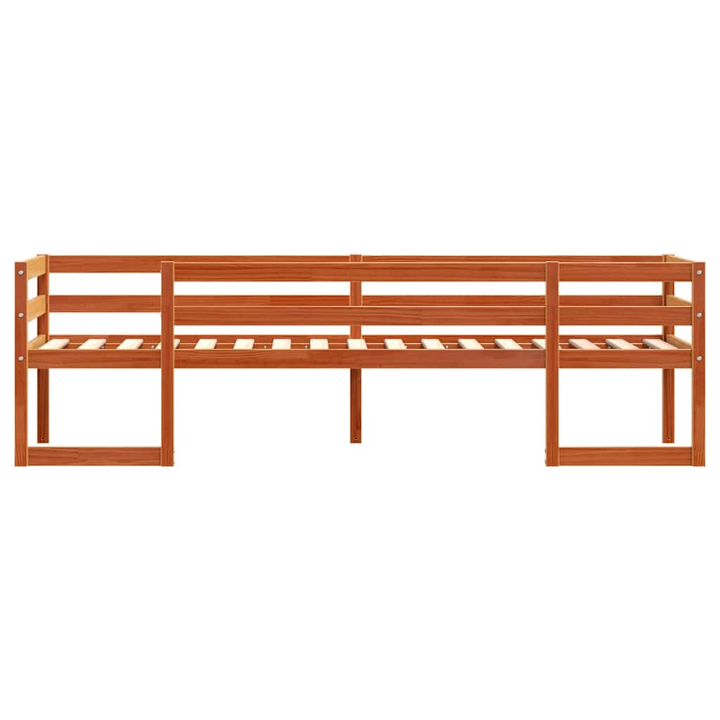 Estrutura de cama infantil 75x190 cm pinho maciço castanho-mel