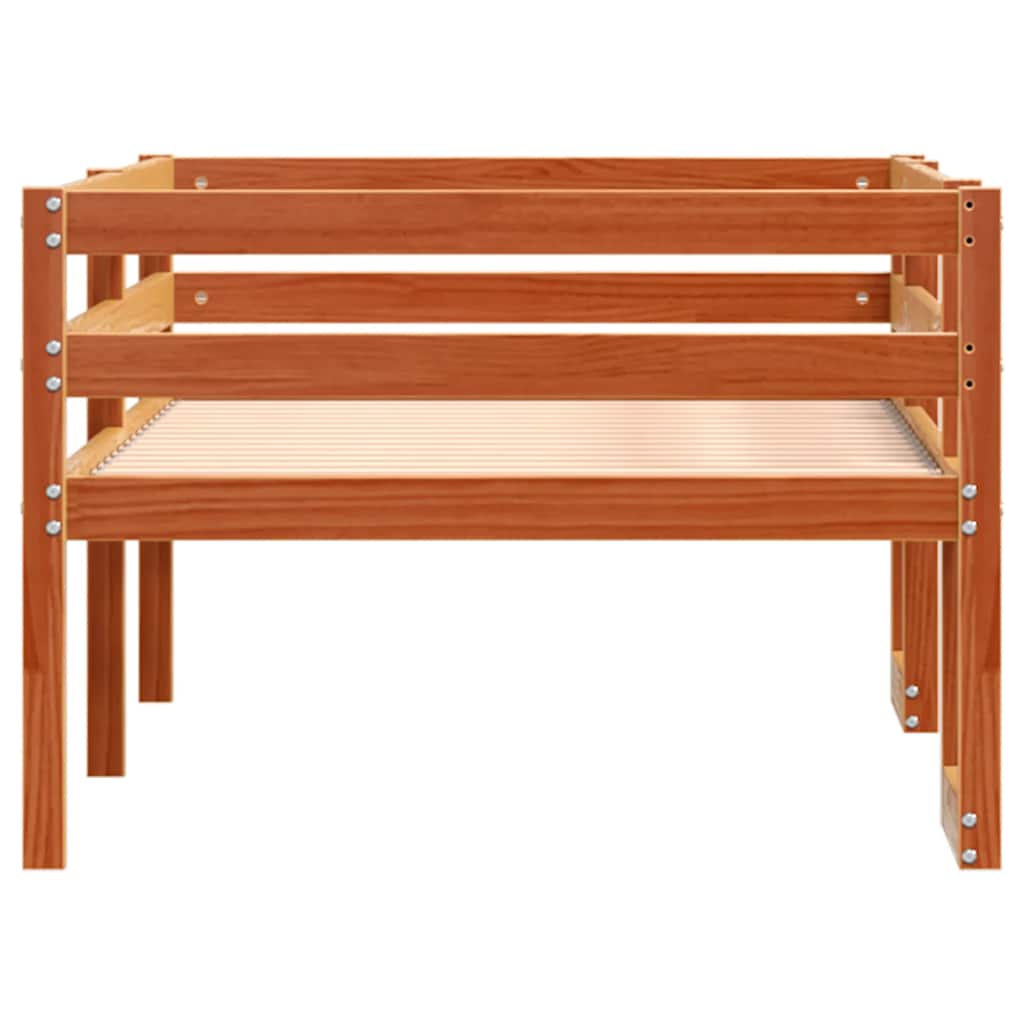 Estrutura de cama infantil 75x190 cm pinho maciço castanho-mel