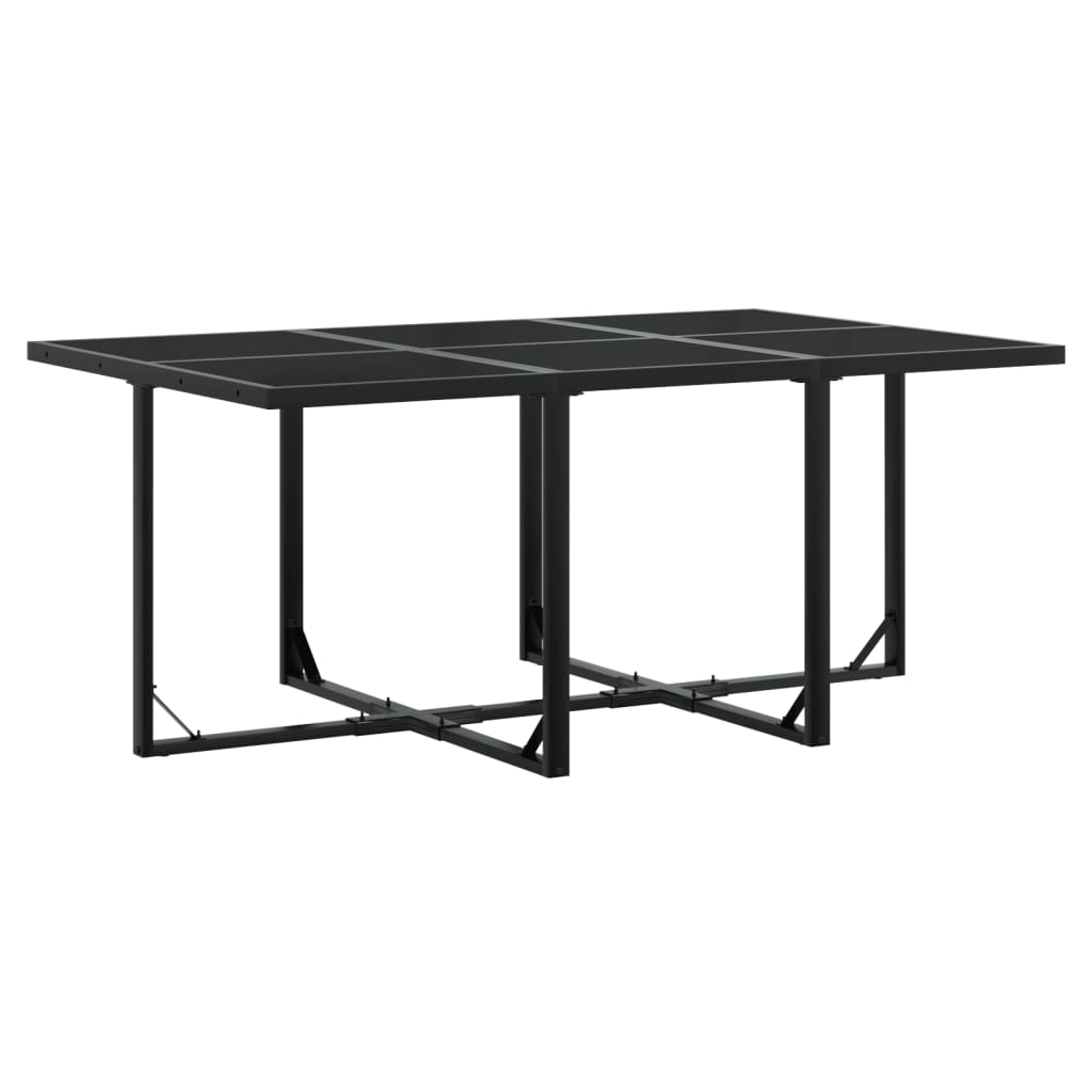 11 pcs conjunto de jantar para jardim vime PE preto
