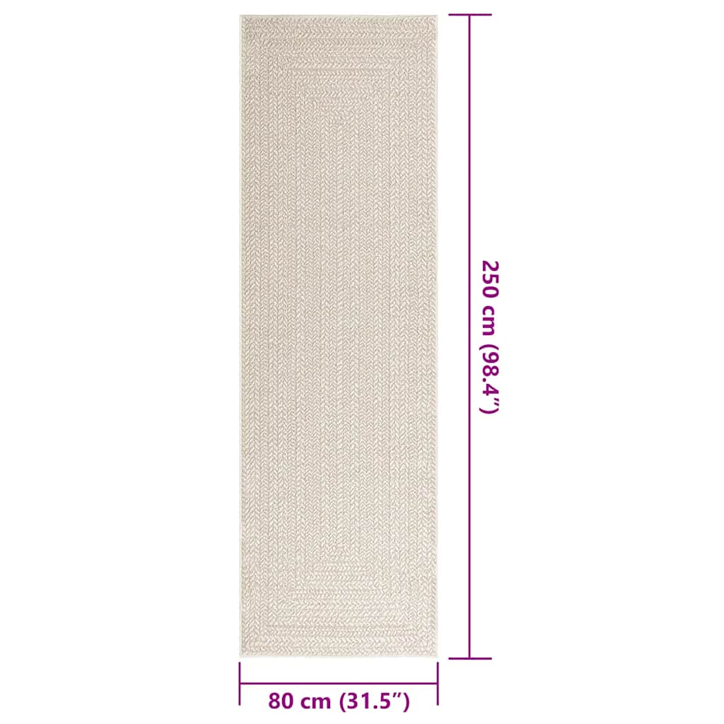 Tapete ZIZUR creme 80x250cm aspeto de juta interior e exterior