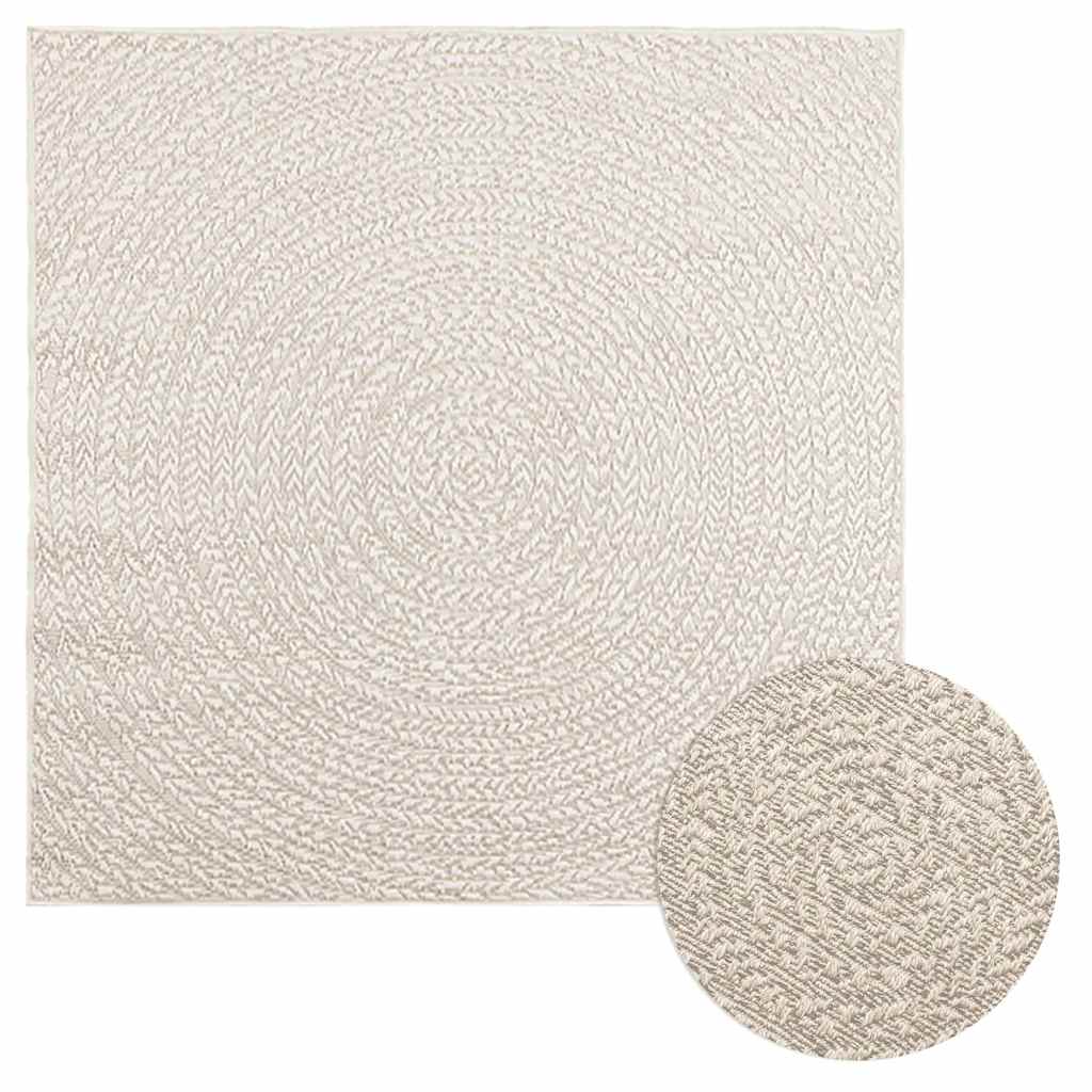 Tapete ZIZUR creme 120x120cm aspeto de juta interior e exterior