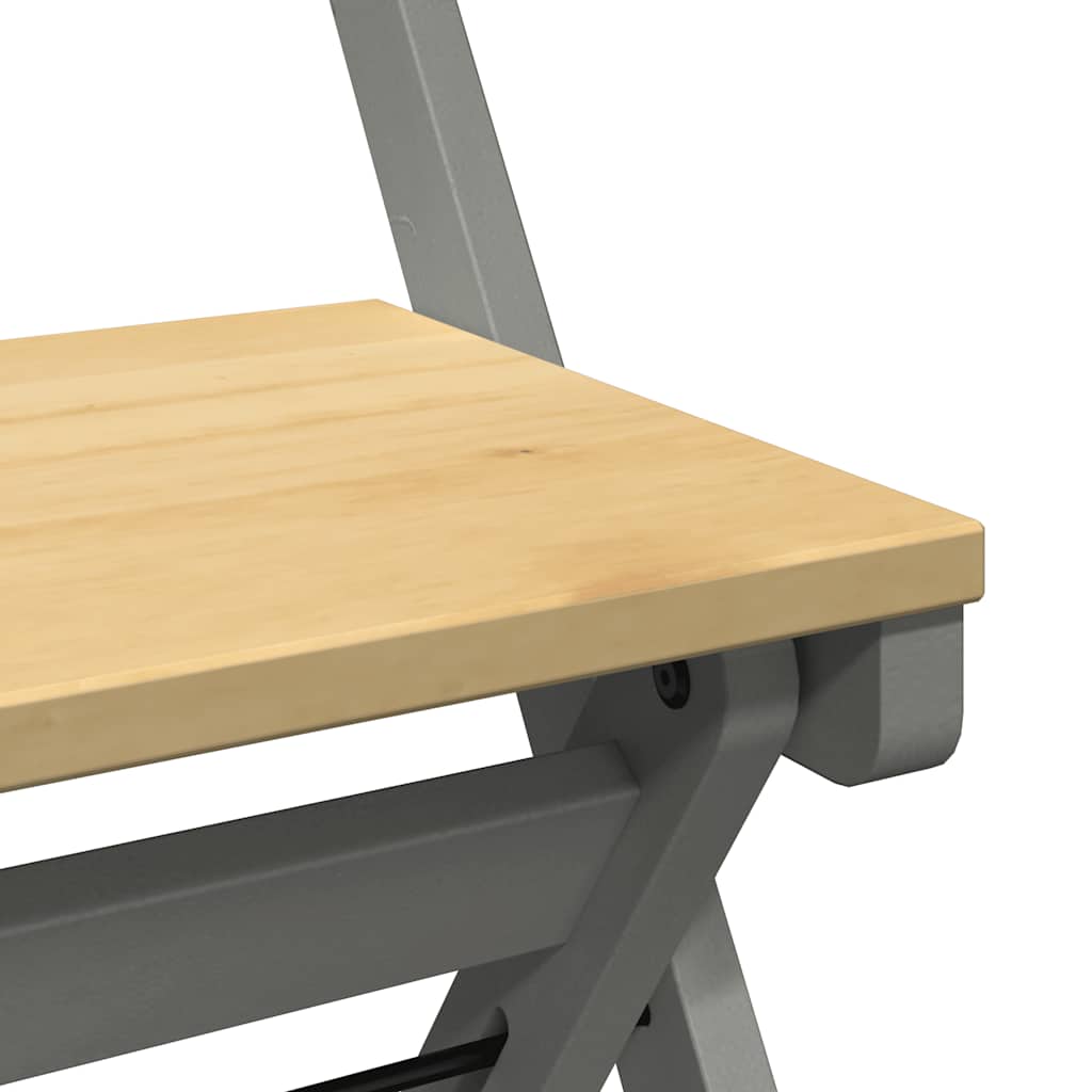Cadeiras de jantar dobráveis 2 pcs Corona pinho maciço cinzento