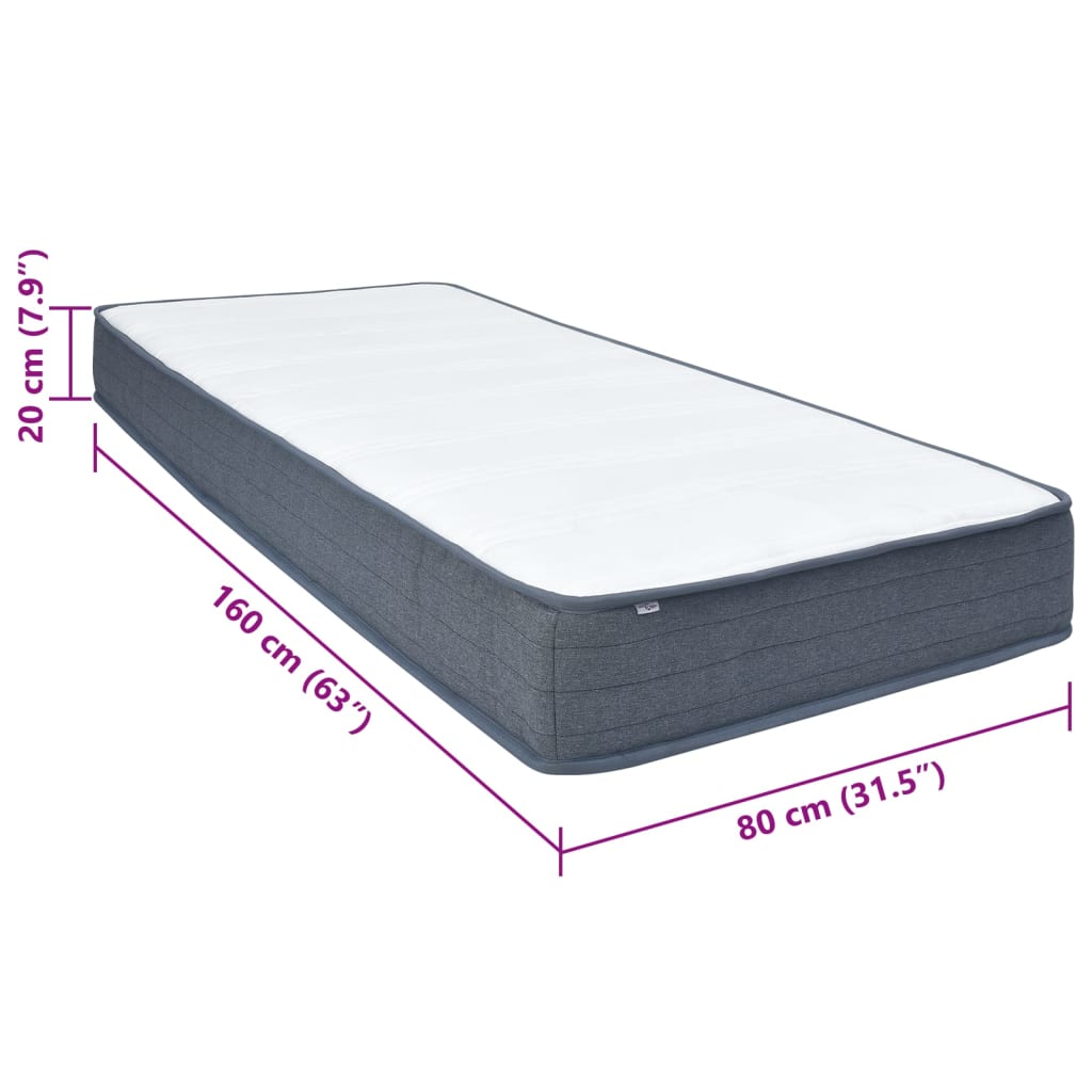 Colchão para cama box spring 160x80x20 cm maciez média tecido