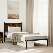 Estrutura de cama sem colchão 75x190 cm metal carvalho fumado