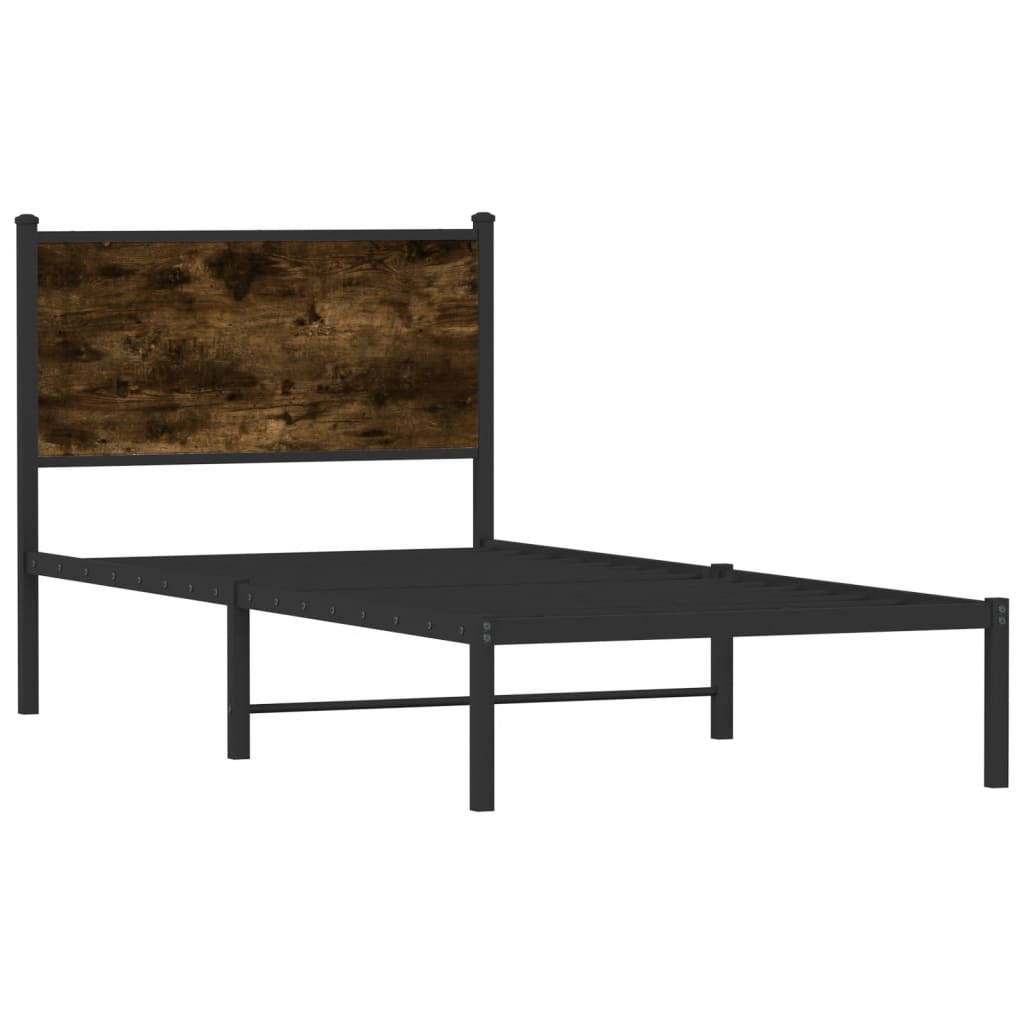 Estrutura de cama sem colchão 80x200 cm metal carvalho fumado