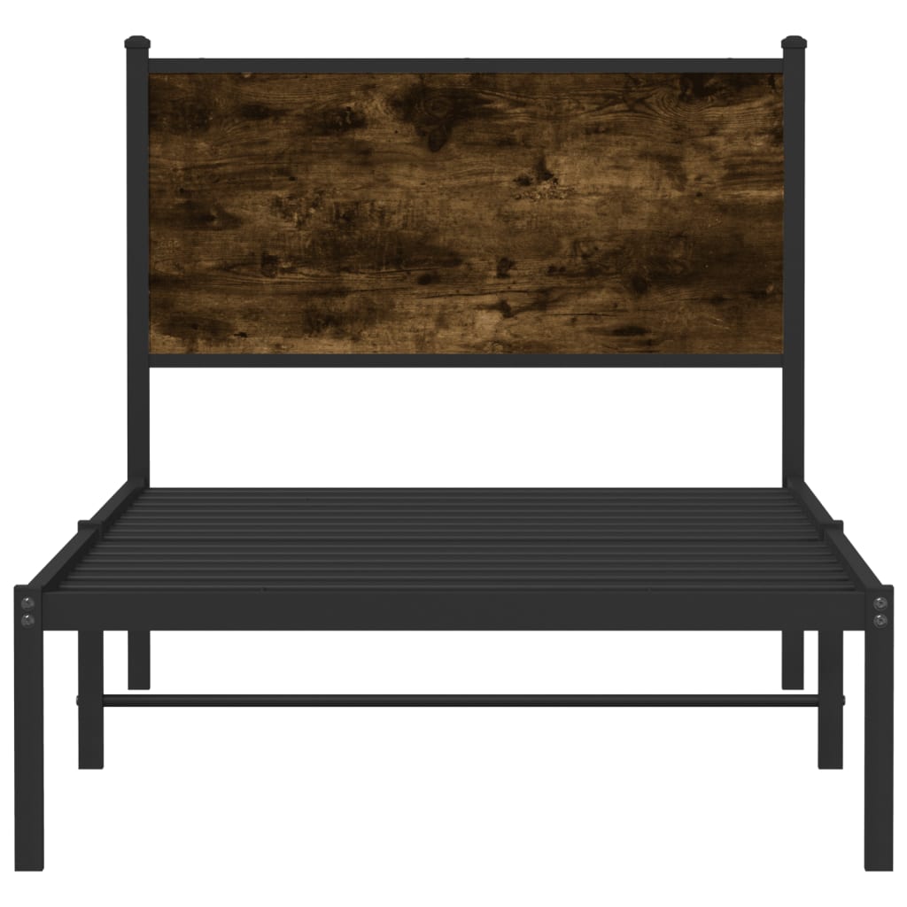 Estrutura de cama sem colchão 80x200 cm metal carvalho fumado