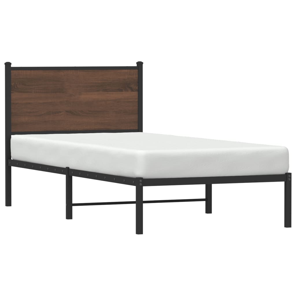 Estrutura de cama sem colchão 80x200 cm metal carvalho castanho