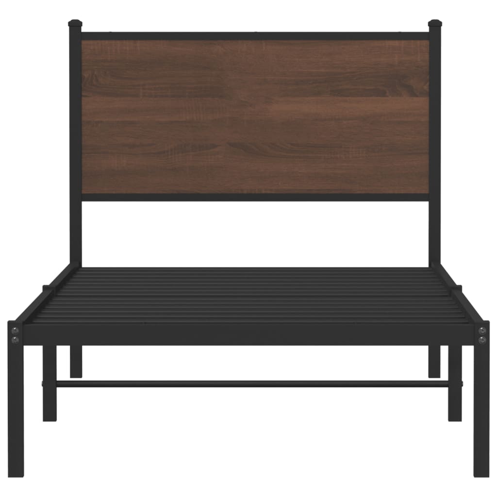 Estrutura de cama sem colchão 80x200 cm metal carvalho castanho