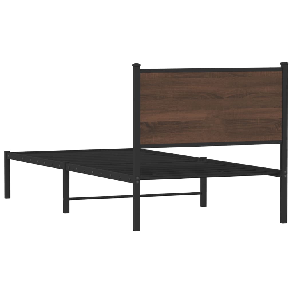 Estrutura de cama sem colchão 80x200 cm metal carvalho castanho