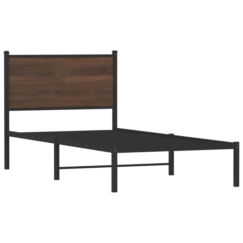 Estrutura de cama sem colchão 90x190 cm metal carvalho castanho