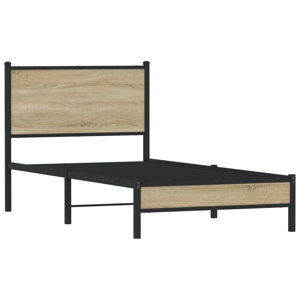 Estrutura de cama sem colchão 75x190 cm metal carvalho sonoma