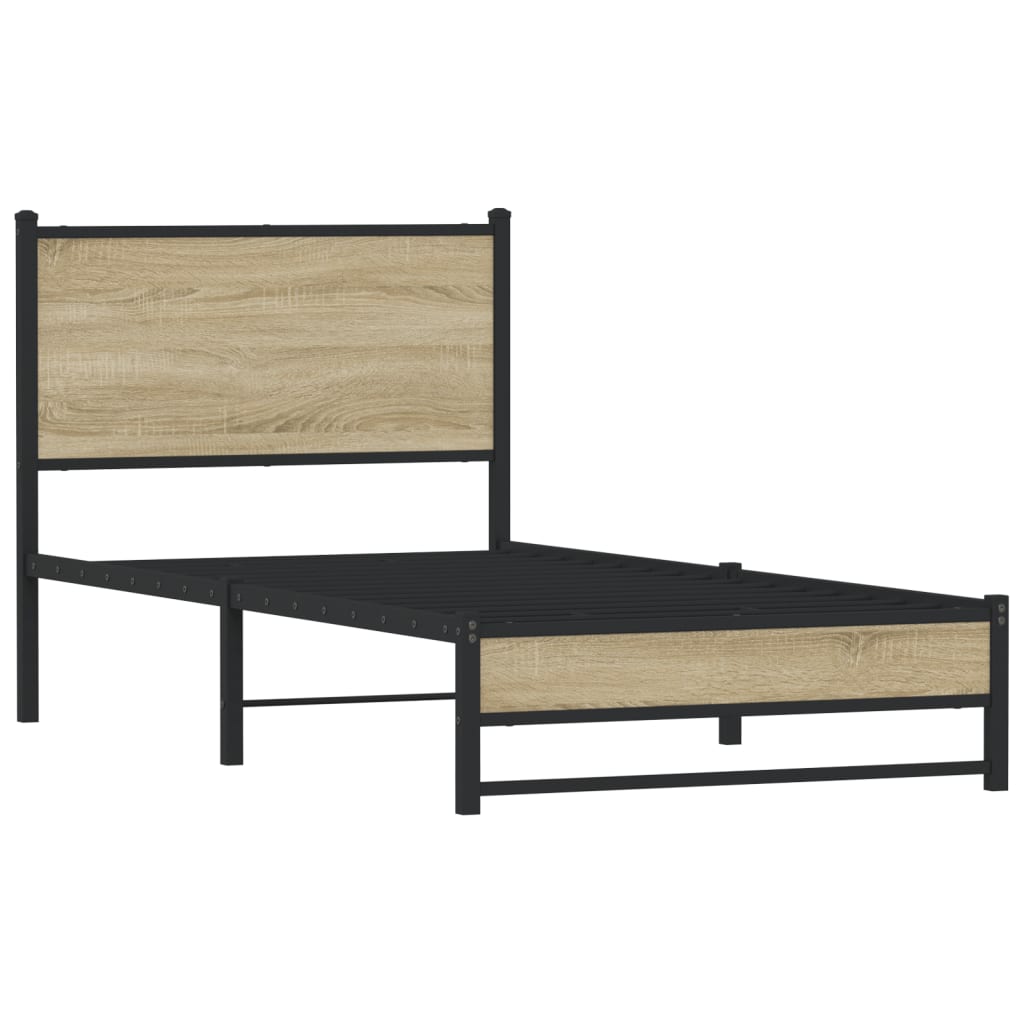 Estrutura de cama sem colchão 75x190 cm metal carvalho sonoma