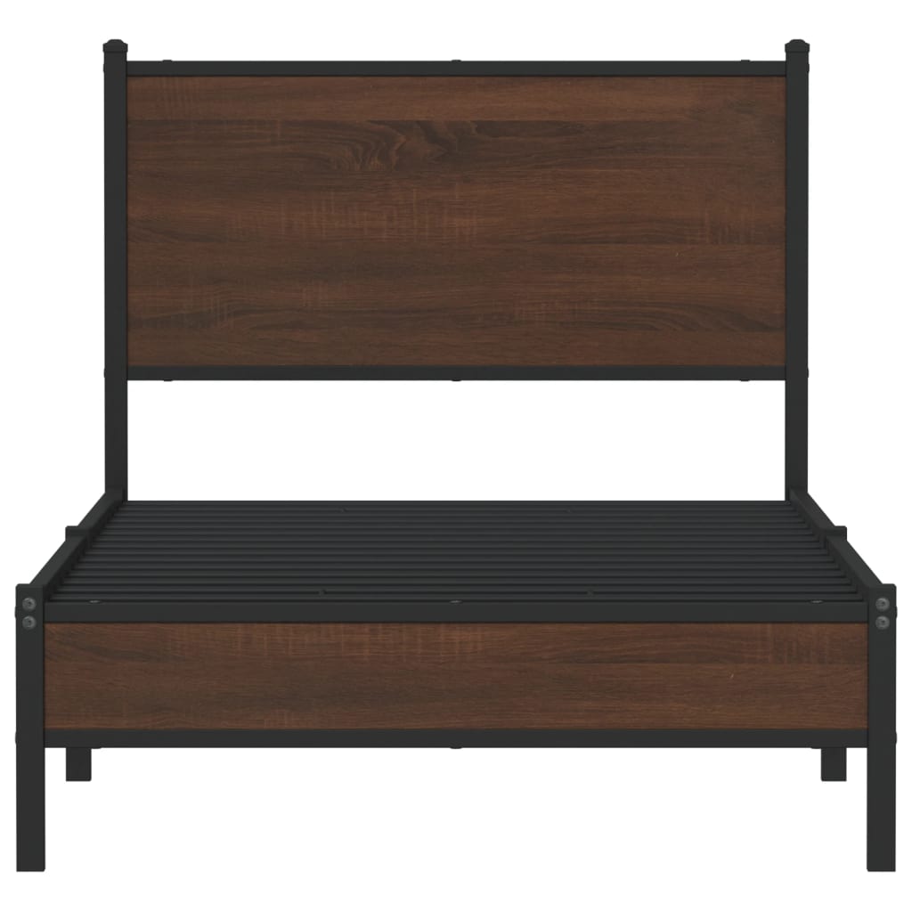 Estrutura de cama sem colchão 75x190 cm metal carvalho castanho