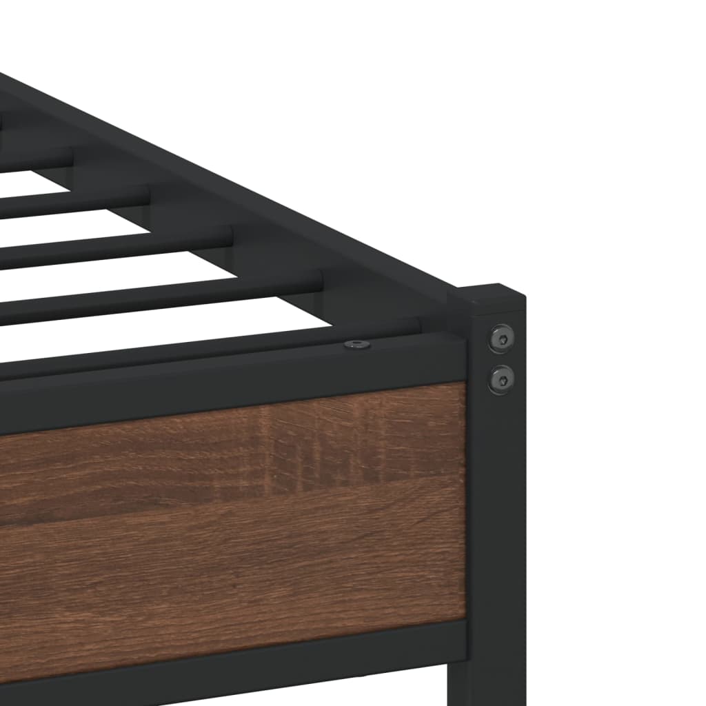 Estrutura de cama sem colchão 75x190 cm metal carvalho castanho