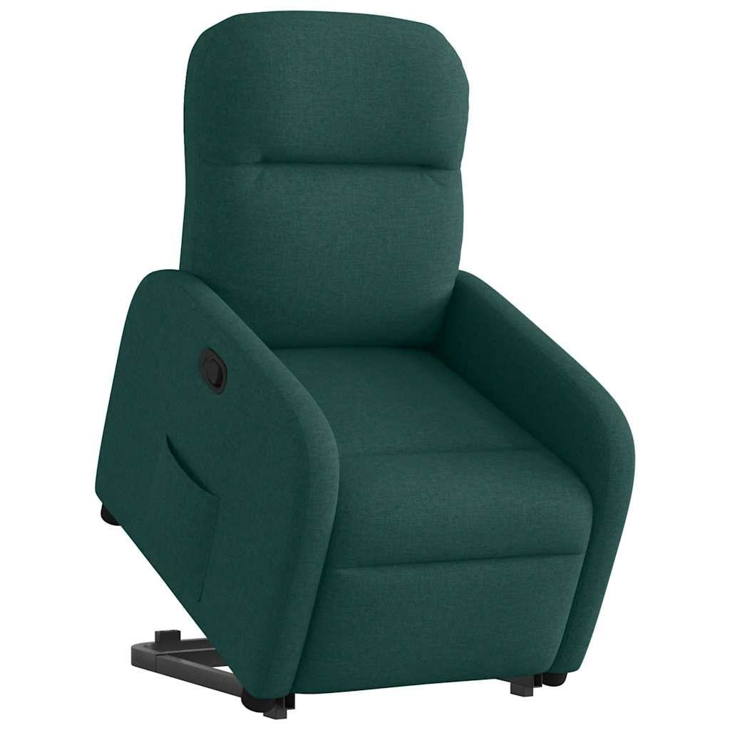 Poltrona reclinável elevatória tecido verde-escuro